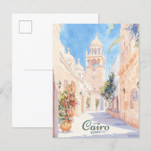 Kairo Ägypten Gouache Paint Illustration Travel Postkarte