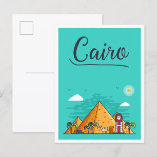 Kairo Ägypten Kunst Reise Illustration Postkarte