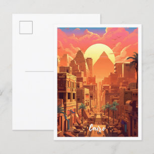 Kairo Ägypten Kunst-Vintage Reise Postkarte