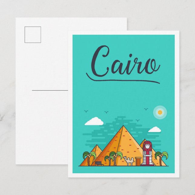Kairo Ägypten Kunstreise Illustration Postkarte (Vorne/Hinten)