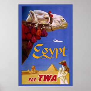Kairo Ägypten Pyramiden Kamel Welt Vintage Reise Poster