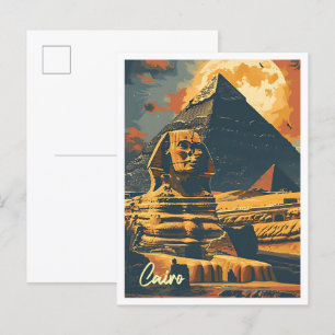 Kairo Ägypten Pyramiden Vintage Reiseillustration Postkarte