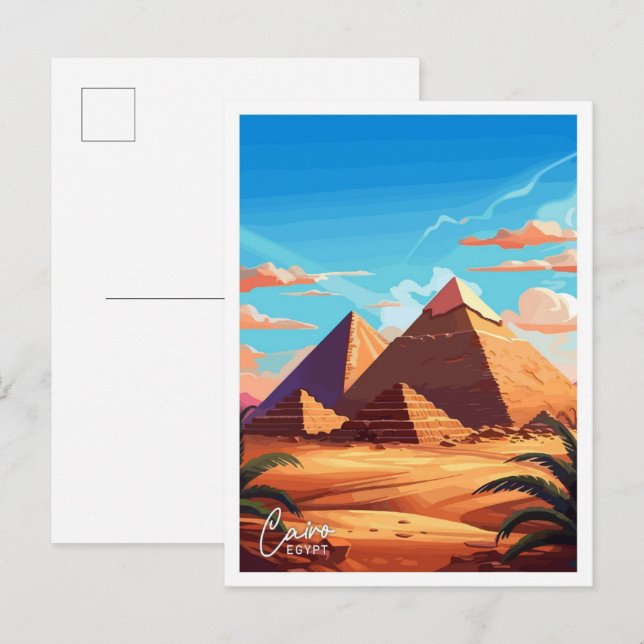 Kairo Ägypten Reise Vintage Illustration Postkarte (Vorne/Hinten)