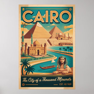 Kairo Ägypten Retro-Reiseposter-Kunst drucken Poster
