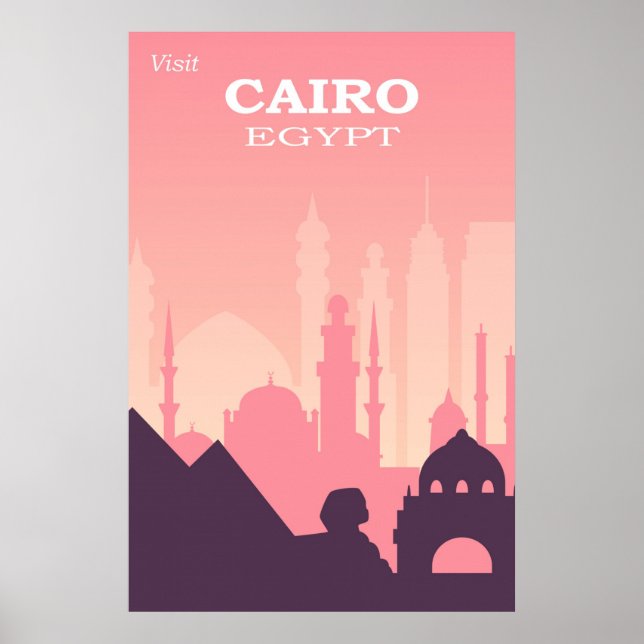 Kairo Ägypten Rosa Vintage Reise Poster (Vorne)