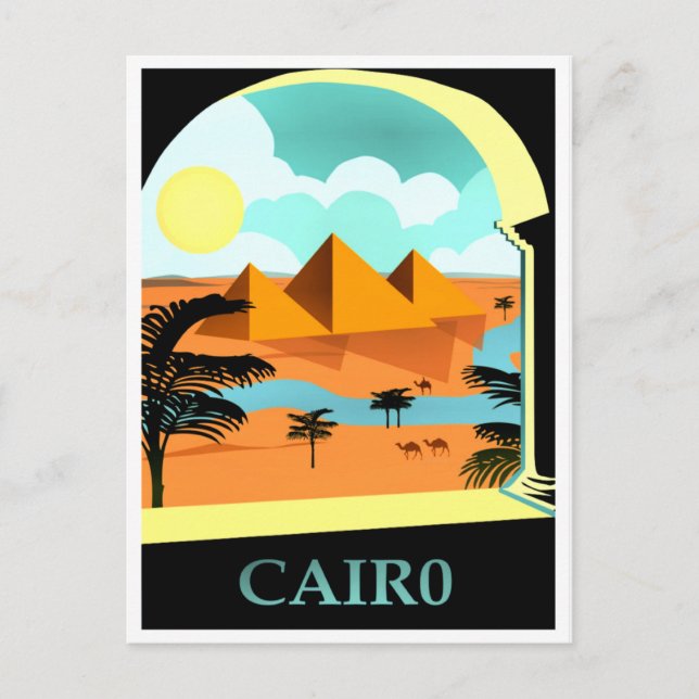 Kairo, Ägypten Vintage Reiseplakat Postkarte (Vorderseite)