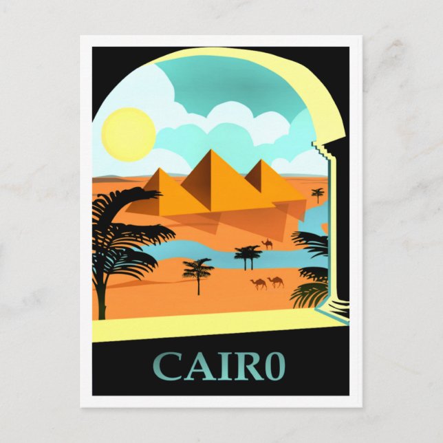 Kairo, Ägypten Vintage Reiseplakat Postkarte (Vorderseite)