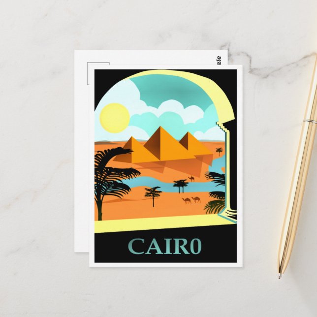 Kairo, Ägypten Vintage Reiseplakat Postkarte (Vorderseite/Rückseite Beispiel)