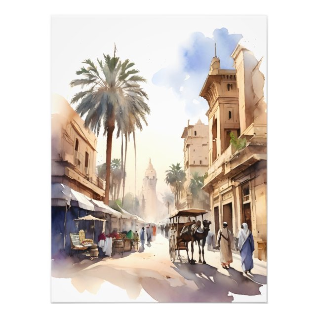 Kairo Aquarell Fotodruck (Vorne)