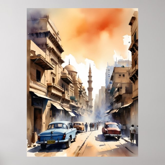 Kairo Aquarell Poster (Vorne)