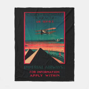 Kairo - Bagdad - Karachi Air Vintage Poster Fleecedecke