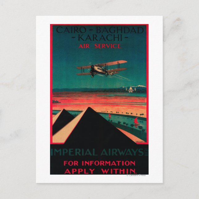 Kairo - Bagdad - Karachi Air Vintage Poster Postkarte (Vorderseite)