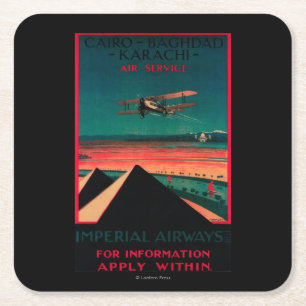 Kairo - Bagdad - Karachi Air Vintage Poster Rechteckiger Pappuntersetzer