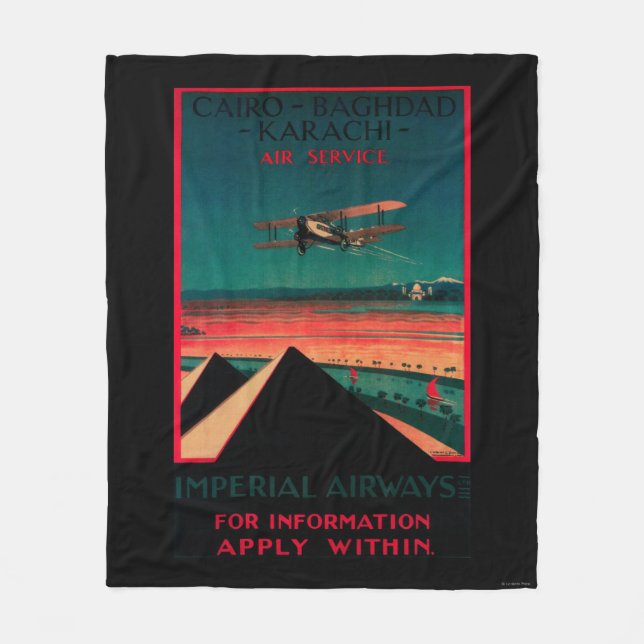 Kairo- - Bagdad- - Karatschi-Luft-Vintages Plakat Fleecedecke (Vorderseite)