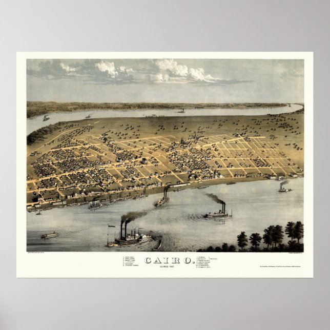 Kairo, IL Panorama Karte - 1867 Poster (Vorne)