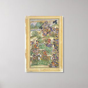 Kaiser Akbar (r.1556-1605) am Kampf von Samal Leinwanddruck
