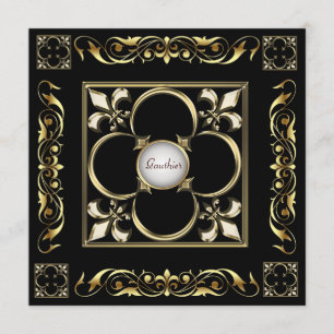 Kaiser Fleur De Lis Schwarze Regency-Einladung Einladung