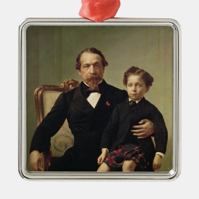 Kaiser Louis-Napoleon Bonaparte und sein Sohn Silbernes Ornament (Vorne)