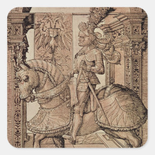 Kaiser Maximilian I. reitet auf einem Pferd, 1518 Quadratischer Aufkleber