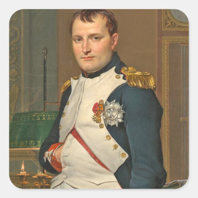 Kaiser Napoleon in seinem Studium an den Tuilerien Quadratischer Aufkleber (Vorderseite)