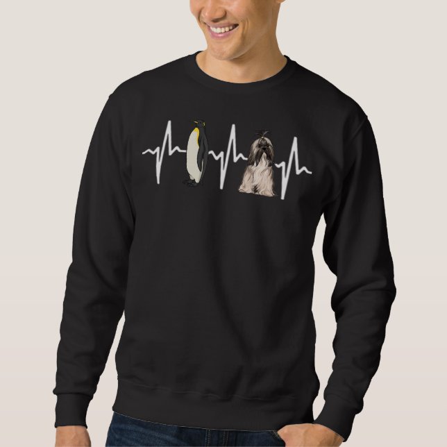 Kaiser Penguin Lhasa Apsos Heartbeat Dog Sweatshirt (Vorderseite)