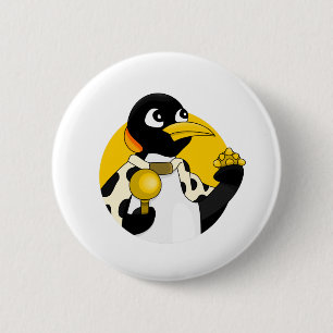 Kaiser-Pinguin-Cartoon Button