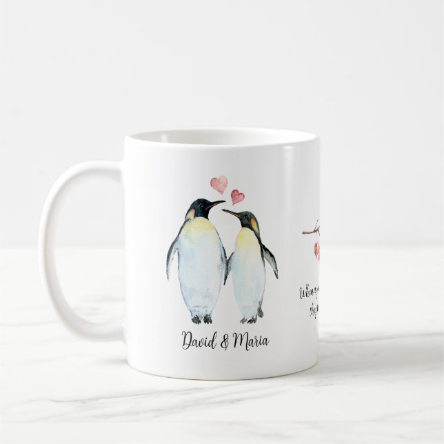 Kaiser Pinguin Couple in der Liebe Kaffeetasse (Links)