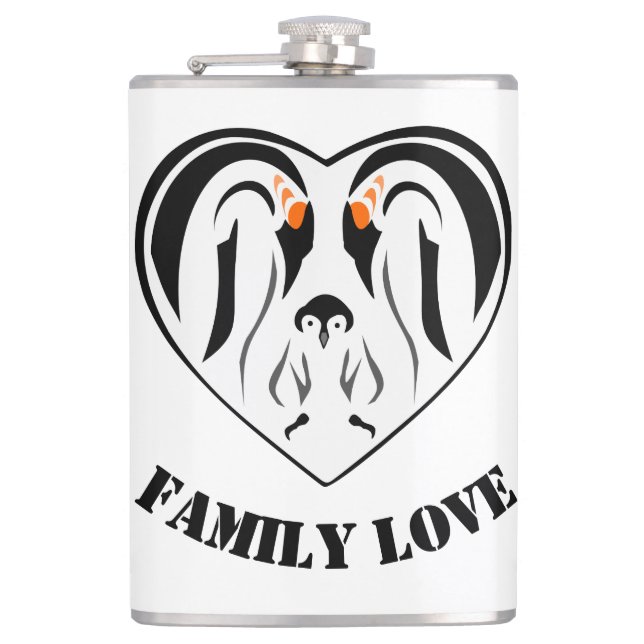 Kaiser Pinguin Liebe Herzstück Flachmann (Vorderseite)