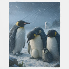 Kaiser, Pinguinfamilie und Küken Arktischer Schnee Fleecedecke