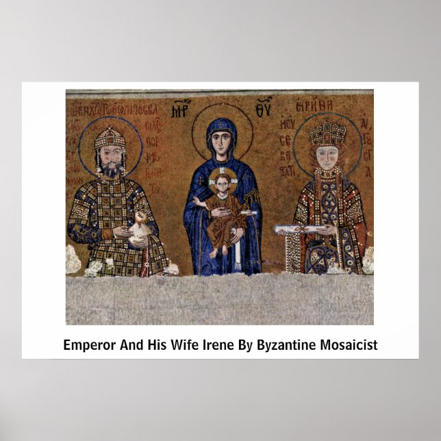 Kaiser und seine Ehefrau von byzantinischem Mosaik Poster (Vorne)