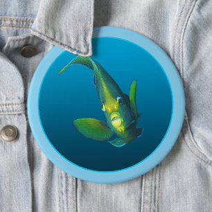 Kaiserfisch - Design auf blauem Farbverlaufshinter Button