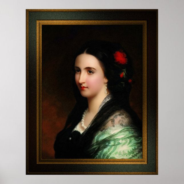 Kaiserin Carlota von Mexiko von Hermann Winterhalt Poster (Vorne)
