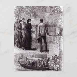 Kaiserin Eugenie, die das Grab von Napoleon I. bes Postkarte