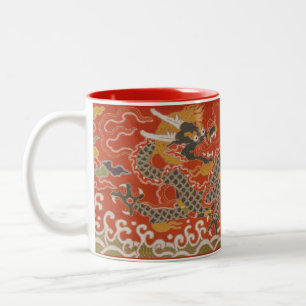 Kaiserlich Roter und Schwarzer Drachen Seidenmuste Zweifarbige Tasse