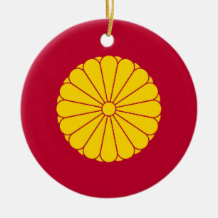 Kaiserliche Flagge Japan Symbol Kaiser Blume gelb Keramik Ornament