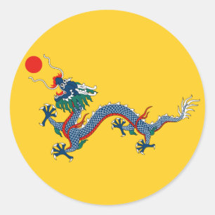Kaiserliche gelbe Drache-Flagge, Qing Dynastie Runder Aufkleber