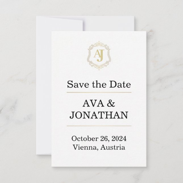 Kaiserliche Luxus-Save-the-Date-Karte – Monogramm- Save The Date (Vorderseite)