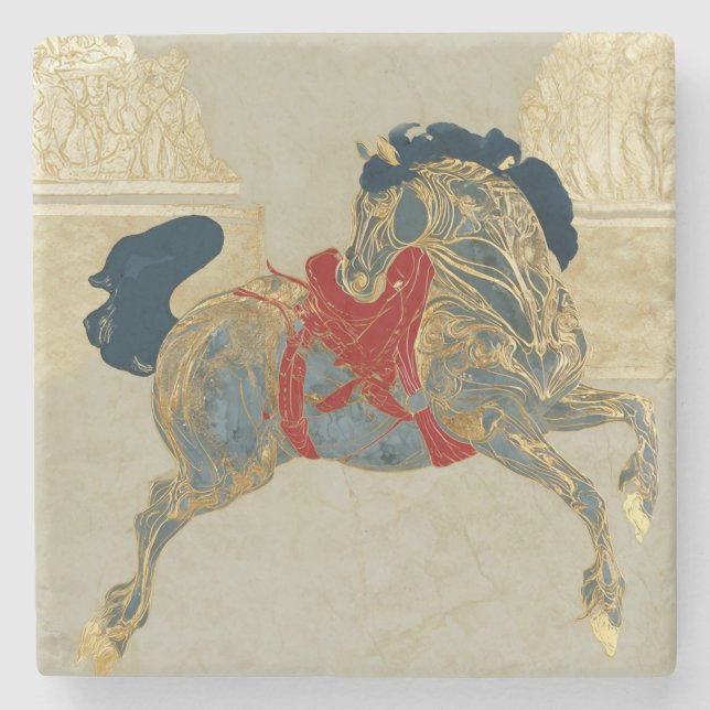 Kaiserliches Goldenes Pferd Steinuntersetzer (Vorderseite)