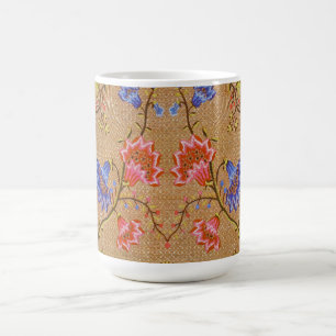 Kaiserliches Rot & Gold verflochtenes Blumen-Seide Kaffeetasse