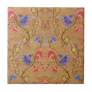 Kaiserliches Rot & Gold verflochtenes florales Sei Fliese