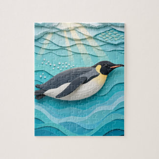 Kaiserpinguin auf Meereis - Papier-Schneidekunst-P