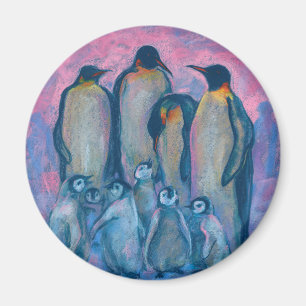 Kaiserpinguine, antarktische Vögel Eltern und Kind Magnet