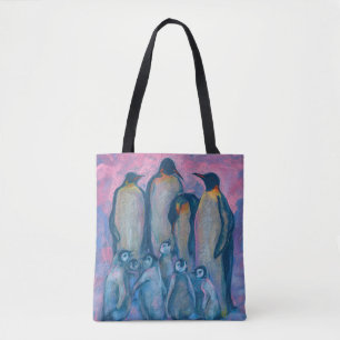 Kaiserpinguine, antarktische Vögel Eltern und Kind Tasche