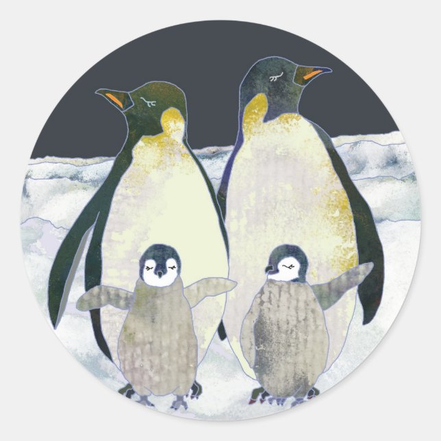 Kaiserpinguine in der Antarktis Runder Aufkleber (Vorderseite)