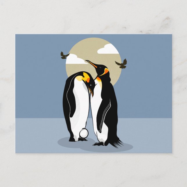 Kaiserpinguine mit Eiern Postkarte (Vorderseite)