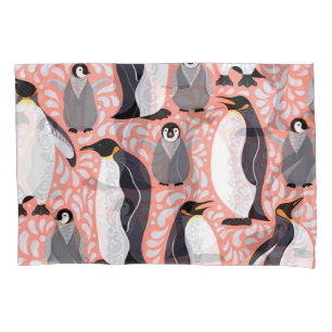 Kaiserpinguine, Sträucher, rosa dekoratives Muster Kissenbezug