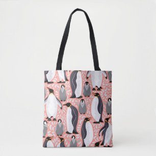 Kaiserpinguine, Sträucher, rosa dekoratives Muster Tasche