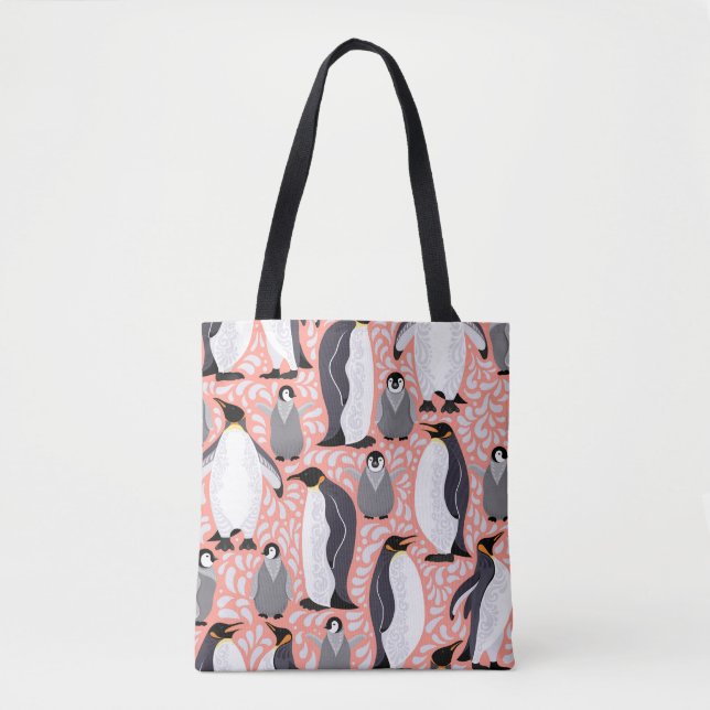 Kaiserpinguine, Sträucher, rosa dekoratives Muster Tasche (Vorderseite)