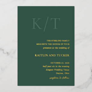 Kaitlin Hunter Grüne Fette Monogramm Elegante Hoch Folieneinladung