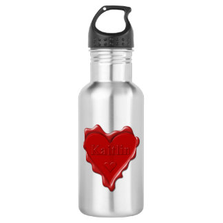 Kaitlin. Rotes Herzwachs-Siegel mit NamensKaitlin Trinkflasche